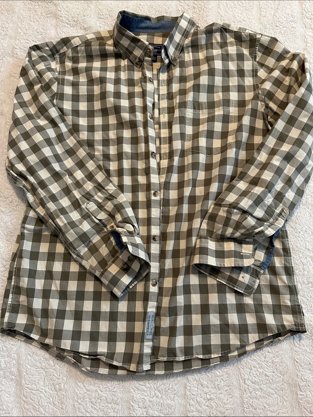 Men's Olive & Cream Check Button-Down Shirt